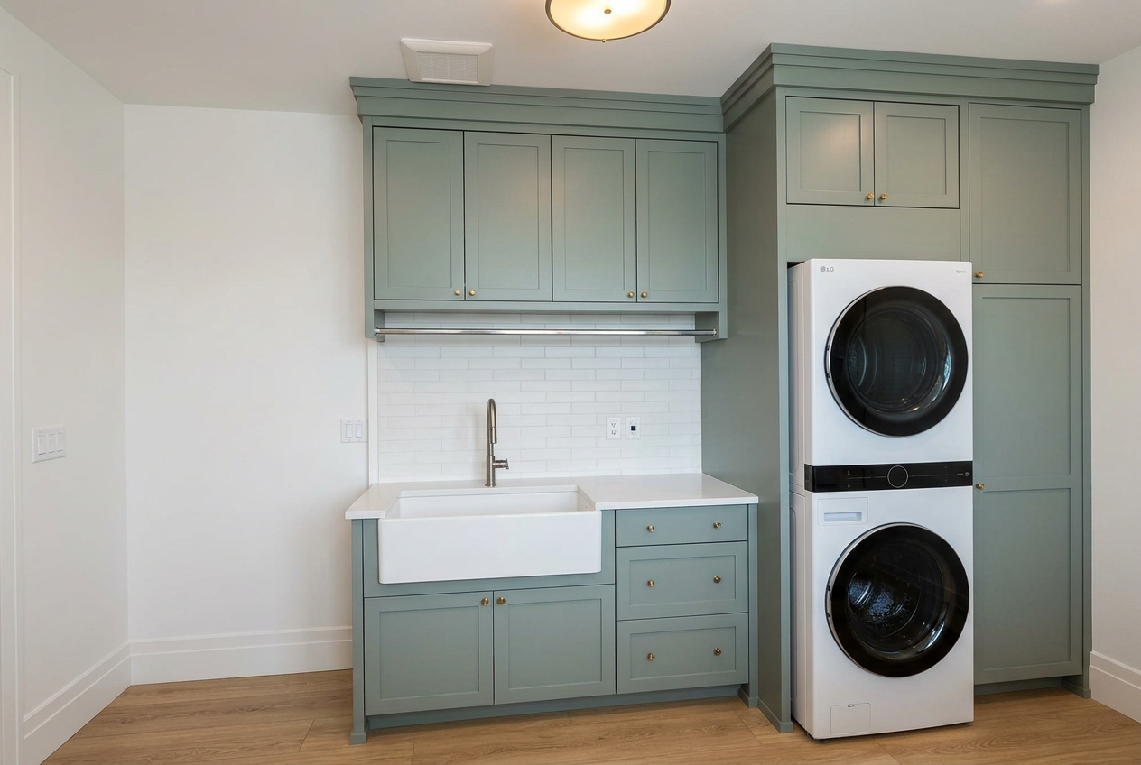 Spec home laundry room with cabinetry